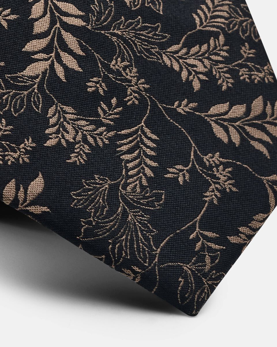 Mens Black/Gold Silk Tie